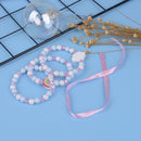 1 Set/3Pcs Cartoon rainbow wood beads girls jewelry set kids children bracel3C