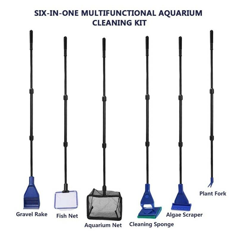 Aquarium Fish Tank Clean Tools, 6 In 1 Adjustable Cleaning Kit & Fish Tank