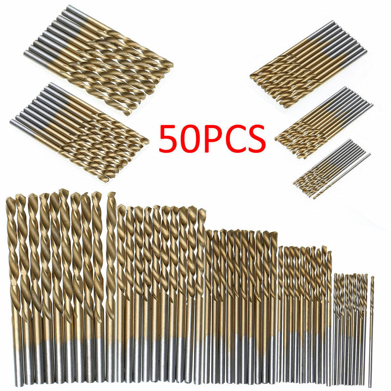 50pcs Titanium Coating High Speed Steel Drill Bit Set Tool 1/1.5/2/2.5/3mm Hot