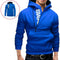Men Teenager Boy Autumn Long-Sleeves Hoodie Sweatershirt (Black Blue L) A#S