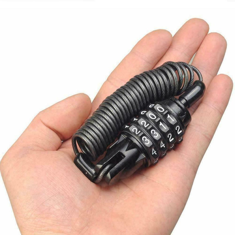 1*Motorcycle Helmet Lock Cable Black Tough Combination Anti-theft Password R6T0