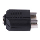 3.5mm Female Socket to Dual Female RCA Jack AV Adapter Splitter Black T2V9