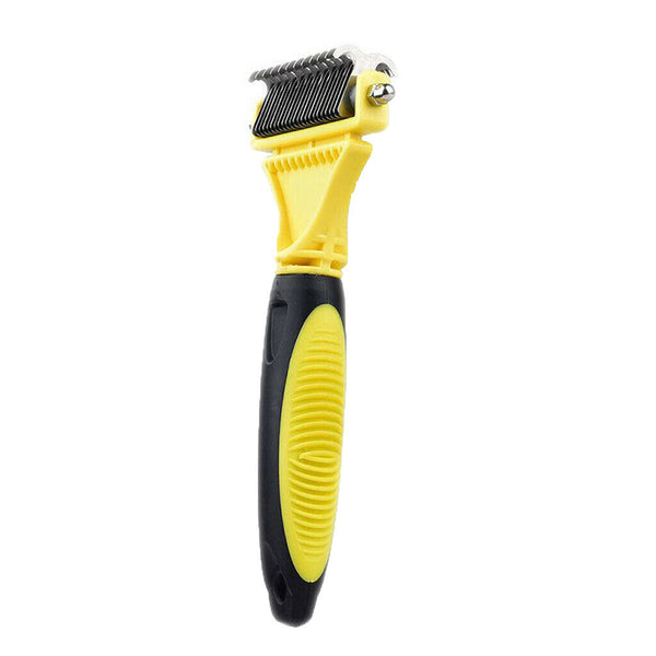 Pet Undercoat Rake - 2 Sided Dematting Tool for Dogs and Cats - Safe Grooming &