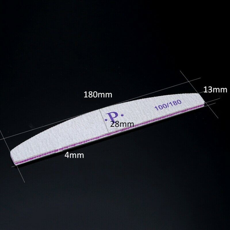 50Pcs/Lot 100/180 Grit Nail Sanding File Buffing Polish Block Half Moon Nai O2Y1