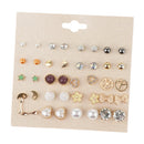 20 Pairs Stud Earrings Set Flower Butterfly Angel Wings Cubic Zirconia Jewelry