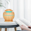 130ml USB Electric Air Humidifier Wood Grain 7 Color LED Lights Diffuser