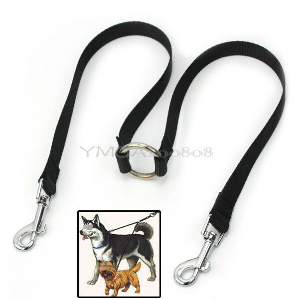 Strong Dual Coupler Pet Necklace 1 Lead 2 Way Nylon Metal Leash Easy Dogs Walk