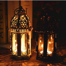 Glass Tealight Candle Holder Wrought Iron Lantern Home Wedding Decor White