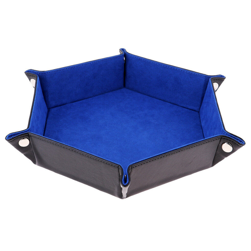 Dice PU Leather Folding Hexagon Tray Velvet for RPG DnD Dice Game Storage B