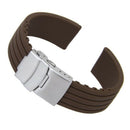 Silicone Rubber Watch Straps Clasp Waterproof 22 mm Coffee P1K7