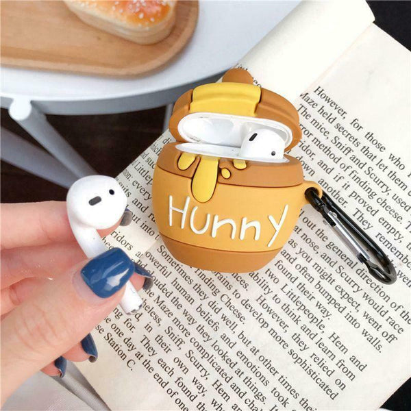 Honey Pot Protective Case Silicone Cover Shell with Carabiner for Airpods 1/2
