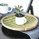 Bamboo Oval Shaped Fruit Plate Handmade Storage Tray Hand Knitted Bread Bas K8J3