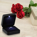 LED Light Ring Box Square Jewelry Bracelet Wedding Necklace Case (Black) A