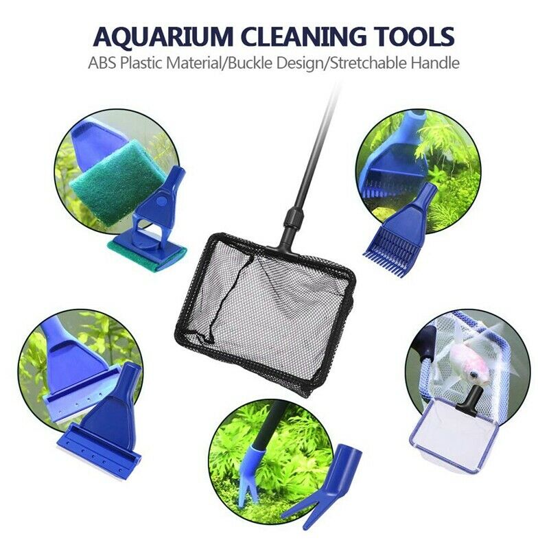 Aquarium Fish Tank Clean Tools, 6 In 1 Adjustable Cleaning Kit & Fish Tank