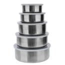 5PC Stainless Steel Round Sealed Crisper Fresh Bowls Food Beans Storage Bowl Box
