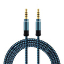 blue 1.5 meter high-grade braided metal audio cable 3.5 mm AUX audio cable