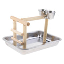 Parrot Playstand Bird Play Stand Cockatiel Playground Perch Gym w/ 2 Cups