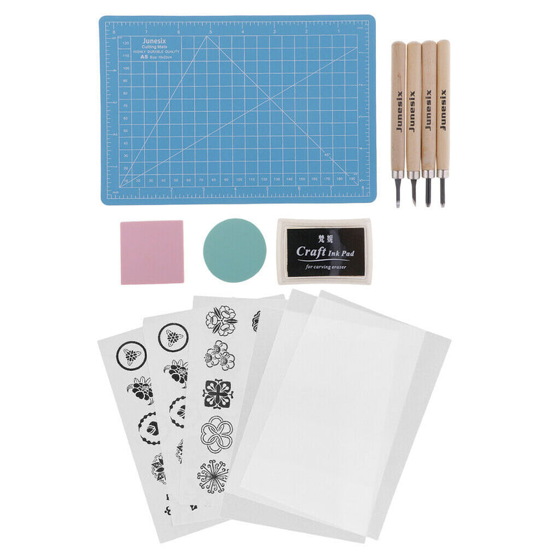 1 Set Rubber Stamp Carving Kit - RUBBER STAMP BLOCKS, CARVING CHISELS, CUTTING