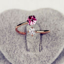 Women Cubic Zircon Alloy Jewelry Opening Finger Ring Adjustable Rhinestone Ring