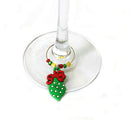6pcs Assorted Christmas Wine Glass Charms Drink Markers Charm Rings Decor