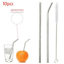 8Pcs 20cm Stainless Steel Metal Drinking Straws Tube+2 Cleaning Brushes Set Tool