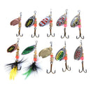 10pcs Metal Fishing Lures 6cm Bionic Bait Spins Steel Treble Fishing Hook FT