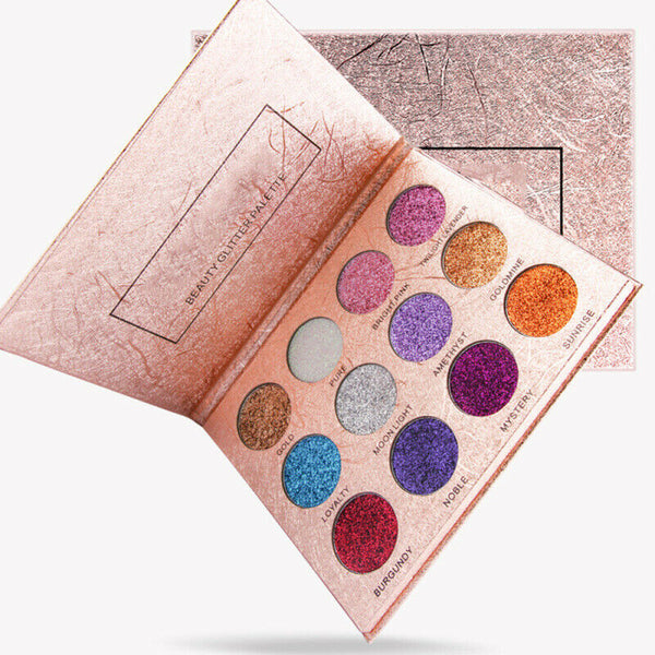 12 Color Glitter Eyeshadow Palette Long Lasting Shiny Eye Shadow Set Eye  XYS
