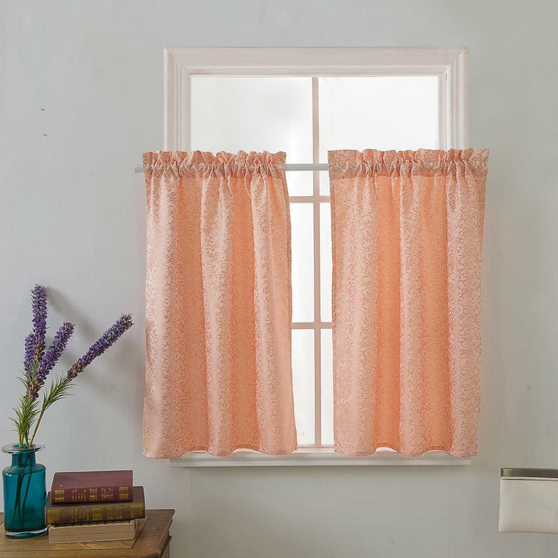 1 Set Pink Rod Pocket Short Tier Curtains Panels Half Drapes for Bathroom
