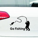Interesting 1 Pcs Car Stickers Funny Go Fishing Black Decals 5.51"*4.33" JR