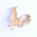 Clear Rhinestone Colorful Enamel Cock Rooster Brooch Costume Brooch Pin