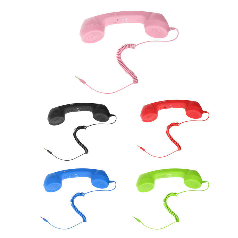 3.5mm Mic Retro Cell Telephone Handset Phone Classic Receiver Pink+Blue
