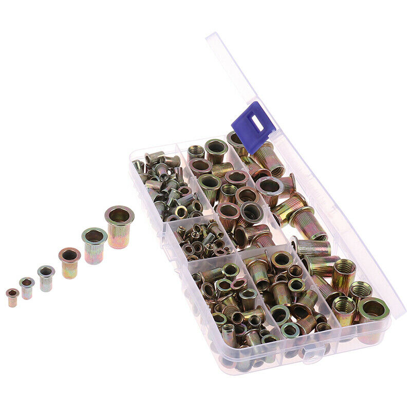 175pcs Set Rivet Nut Kit Mixed Zinc Steel Rivnut Insert Nutsert Threaded M3-MFT