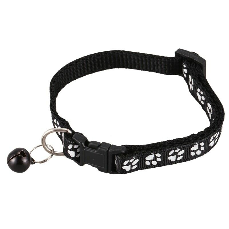Adjustable neckband dog puppies dog collar with bells, black X3R4