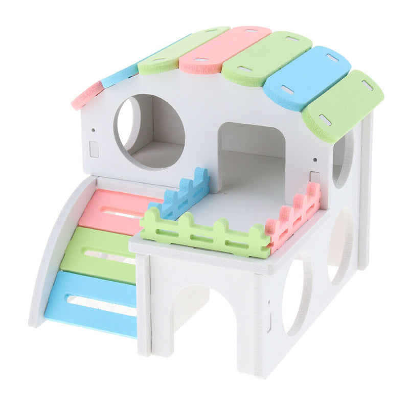 Colorful Hamster Hideout House, Gerbil Villa Living Hut Cabin Play Toys for