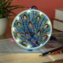 Peacock 5D Diamond Painting LED Light Full Drill For Home Decor Round w/ Tassel