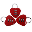 3x Love Heart Combination Lock Travel Luggage Small Padlock Key Suitcase Red
