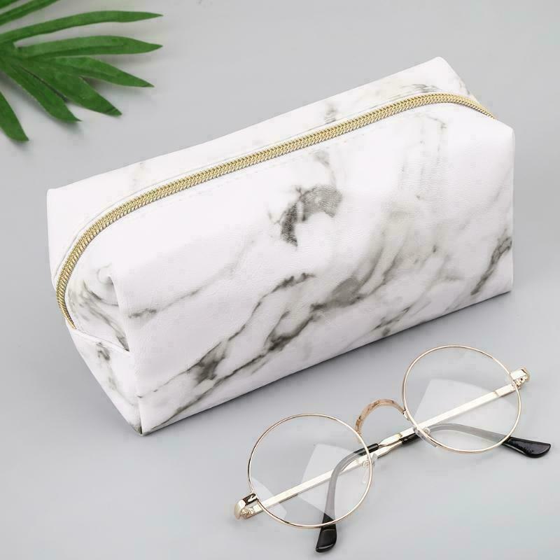 White Cute Pencil Case Pen Box Zipper Bags Makeup Storage SupplyS Hn