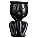 Humanoid Resion Sculpture Flower Pot Indoor Planter Bonsai Pot for Desktop Black