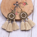 Bohemian Alloy Earrings European And American Handmade Fan-Shaped Long Tass