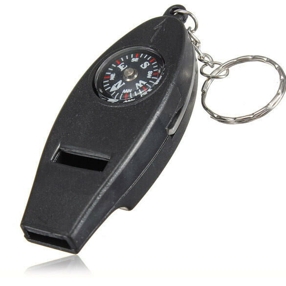 4IN1 Compass Thermometer Whistle Magnifier Versatile with Keychain Travel