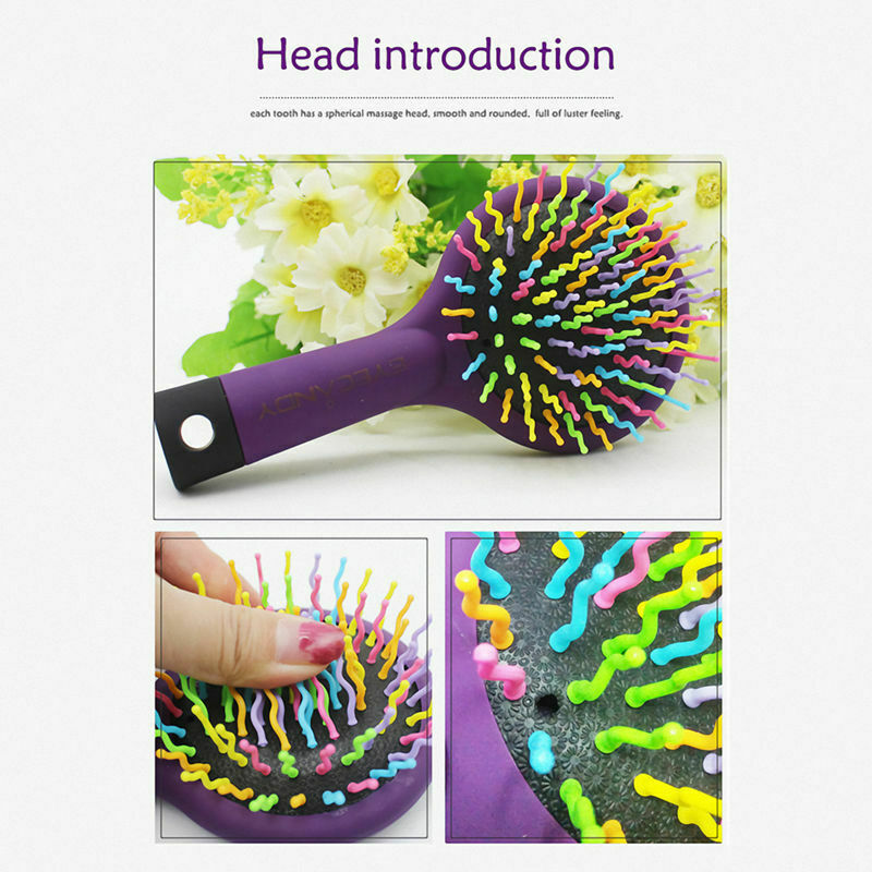 Detangling Hair Brush Rainbow Volume Brush Magic Hair Curl Straight Comb Br M1C2