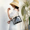 2pcs/Set Women Clear PVC Shoulder Bag PU Daisy Clutch Handbags (Black)