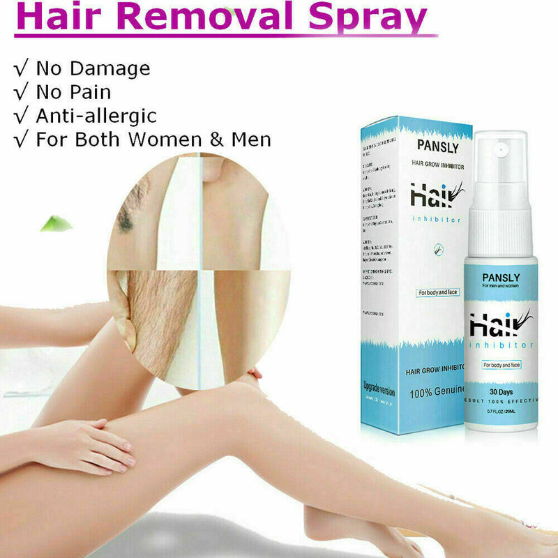 100% Natural Permanent Hair Removal Spray Stop Hair Growth Inhibitor Remover--