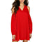 Summer Chiffon Fashion V-neck Women Dress Cold Sleeve Solid Dresses (5XL) A