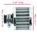 Silvery 12mm Car Motor Cold Air Intake Filter Turbo Vent Crankcase Breather New