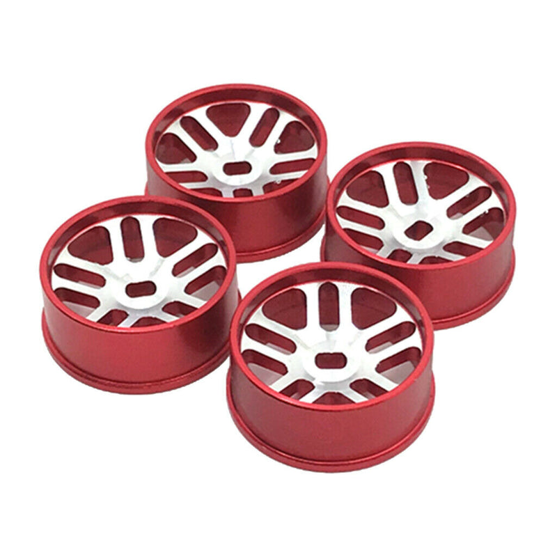 4Pcs Metal Wheel Rim Set Fit for WLTOYS K969 K979 K989 1/128 RC Car Red