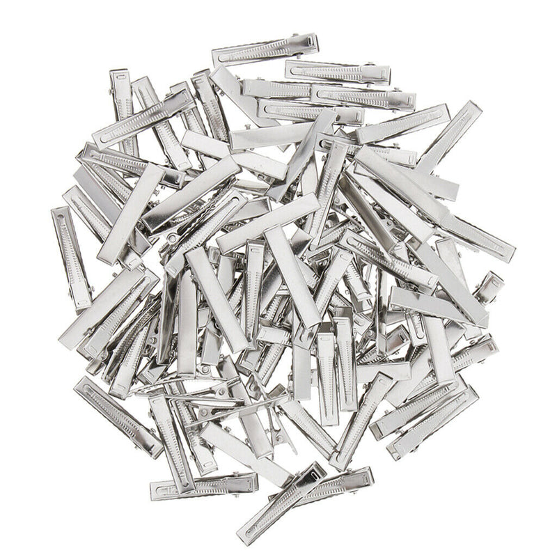 300x Single Prong 6x55mm Iron Alligator Hair Clips Flat Top with Teeth