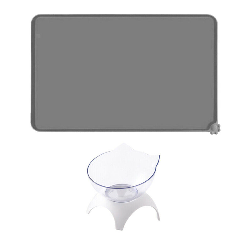 1 Set  Cat Elevated Bowls Raised Feeder +Silicone Feeder Mat With Stand