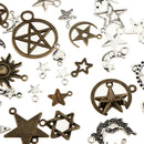 100g Mixed Assorted Moon Star Sun DIY Charms Jewelry Findings Pendant Beads