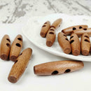 HOT 50pc Olive Shape Wooden Toggles Buttons 2 Holes Buttons Clothes Decor S L9S7